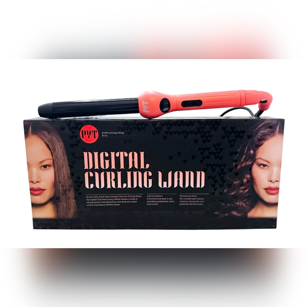 Digital Curling Wand 25mm Clip-free, Satin Finish Neon Orange. PYT11
